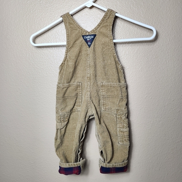 Oshkosh B'Gosh Tan Corduroy Flip Cuff Overall Bibs-Size 9 Months - Picture 6 of 10
